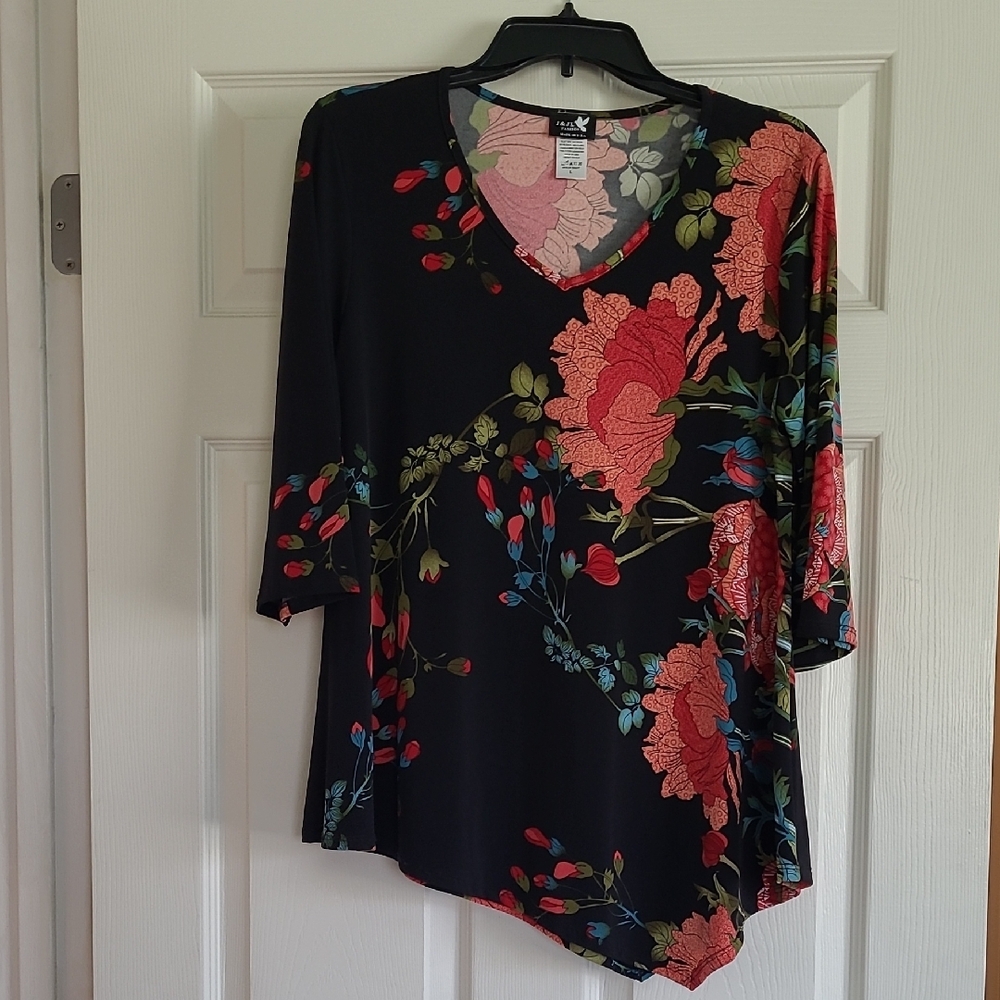 Floral Black Top